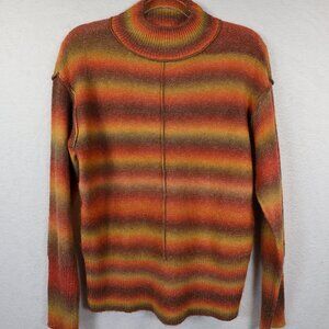 beachlunchlounge Mock Neck Sweater Womens Small Shadow Stripe Fall Colors